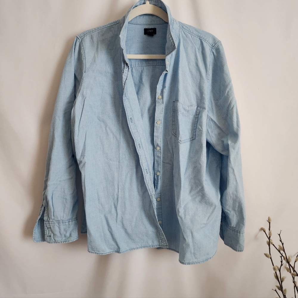 J. Crew Chambray Button Down Blue Shirt